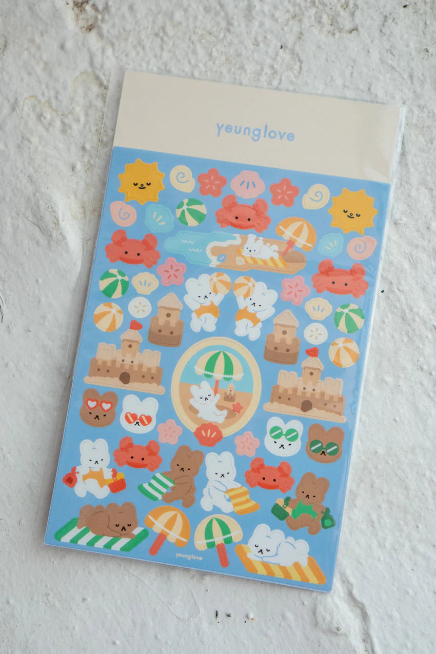 Bunny Beach Day Sticker Sheet